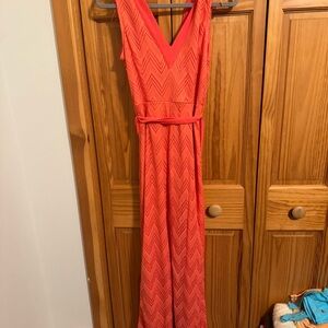 V-Neck Sleeveless Chevron Jumpsuit